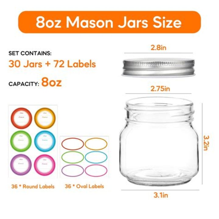 8 oz mason jar dimensions