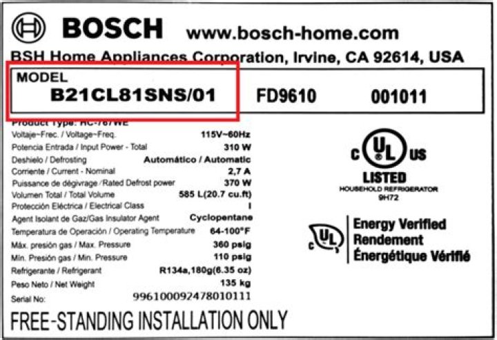 bosch refrigerator serial number