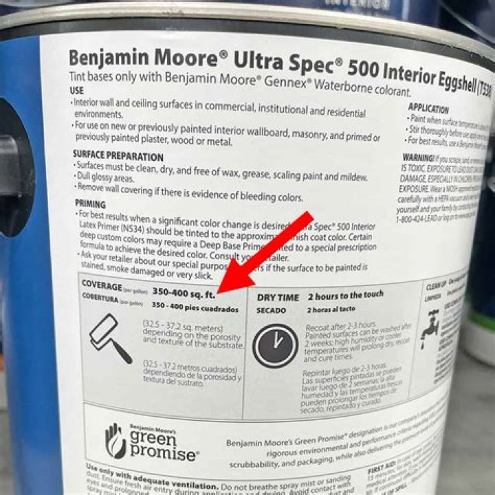ceiling paint coverage per gallon