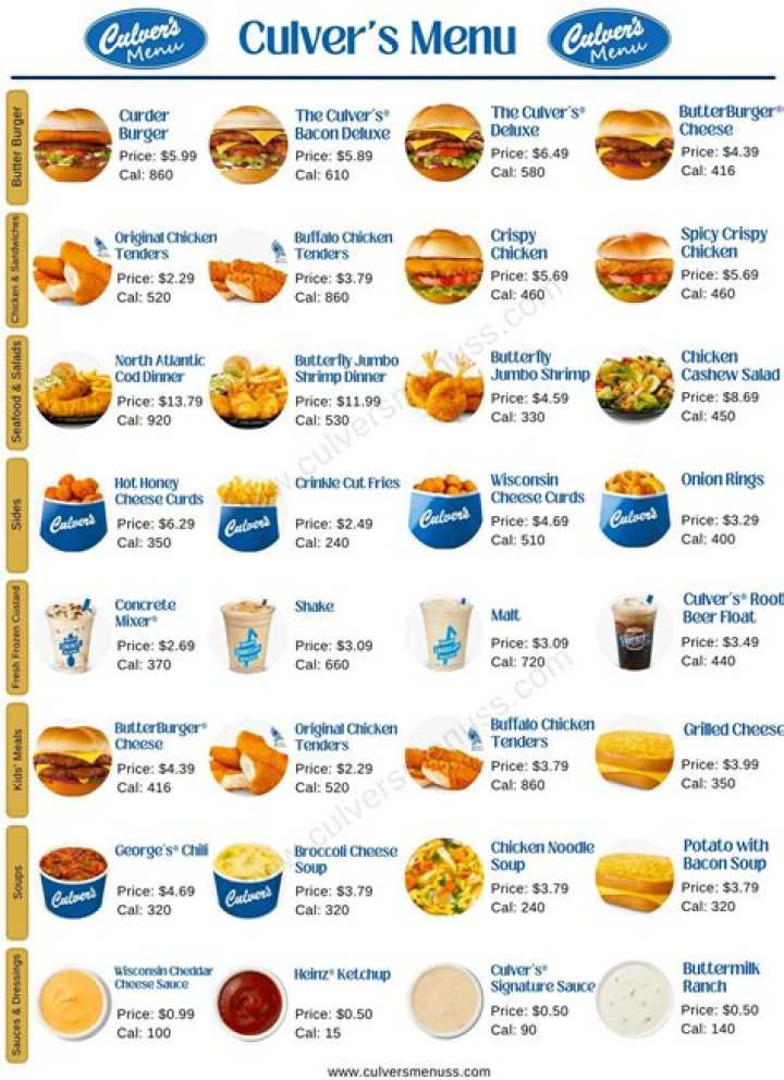 culver’s curd burger calories