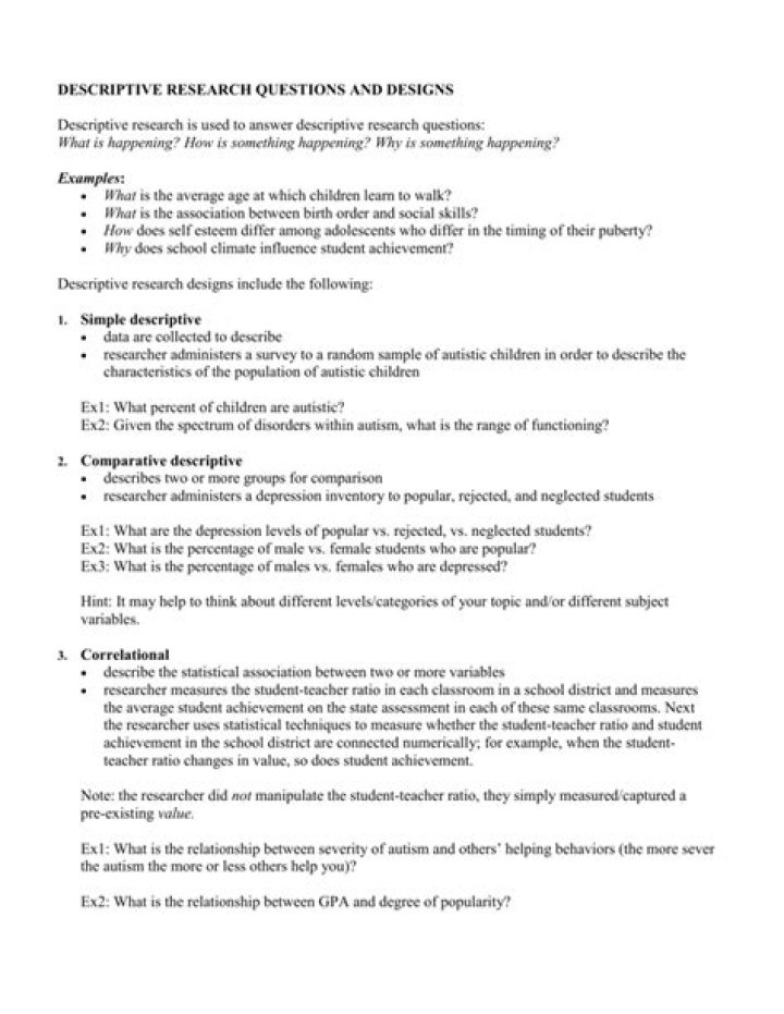 descriptive research questions