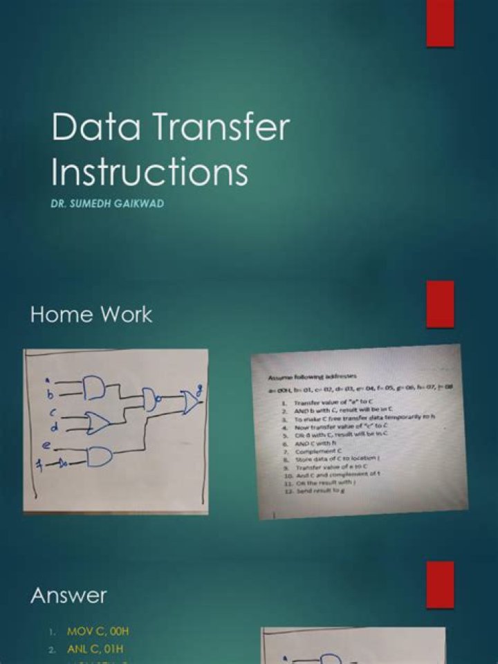 following are the data transfer instructions.