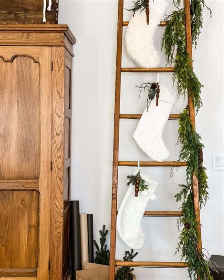 hanging stocking on stairs