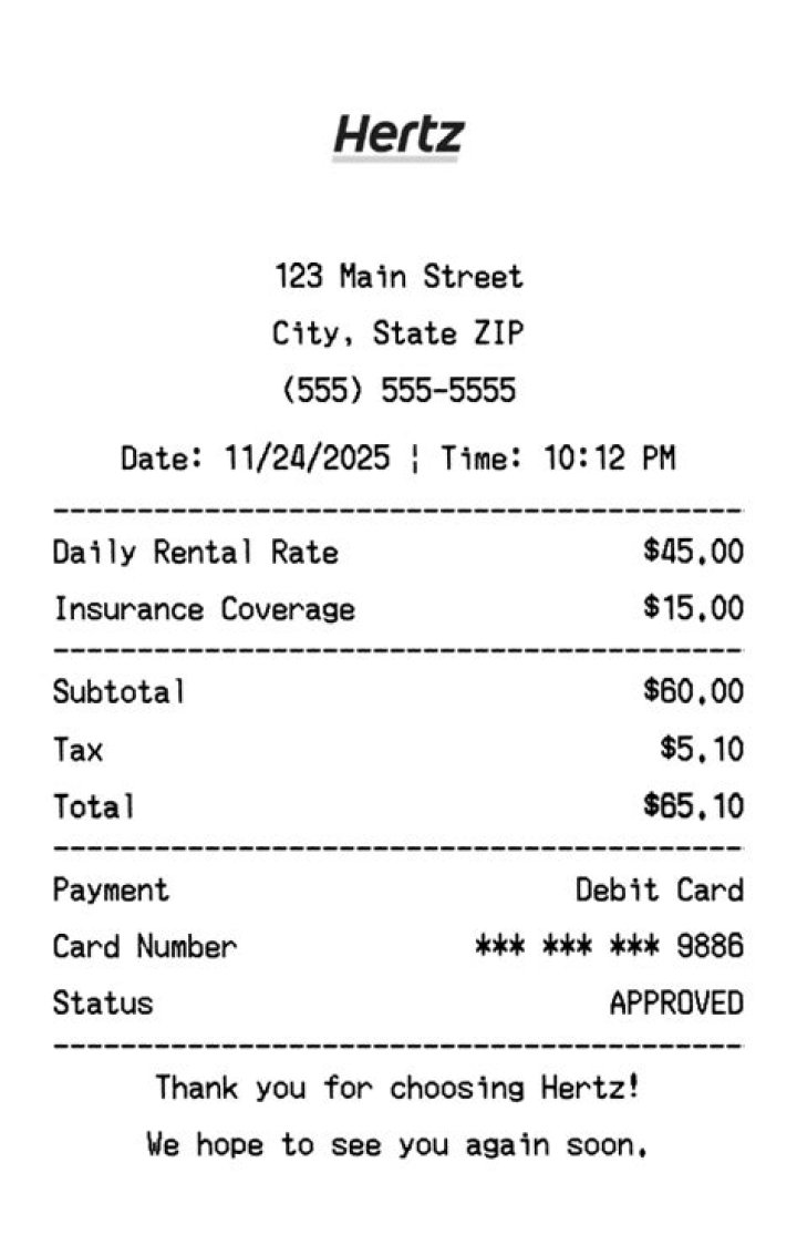 hertz com receipt