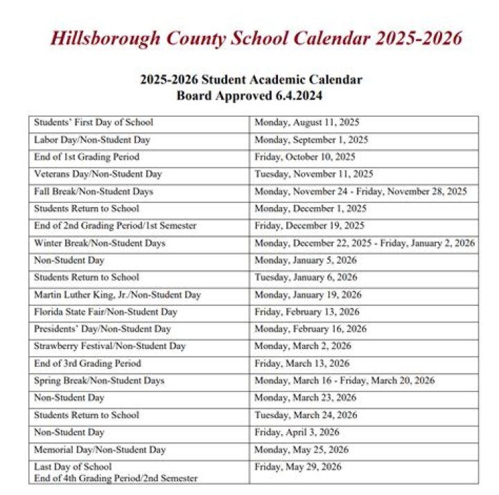 hillsborough county elementary school hours