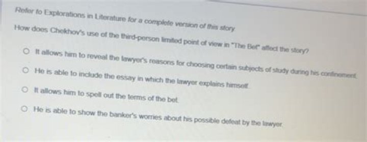 how does chekhov’s use of the third-person limited point of view in “the bet” affect the story?
