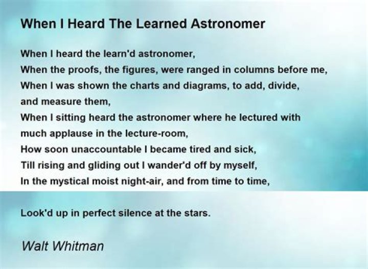 how does the speaker of “when i heard the learn’d astronomer” prefer to learn about nature?