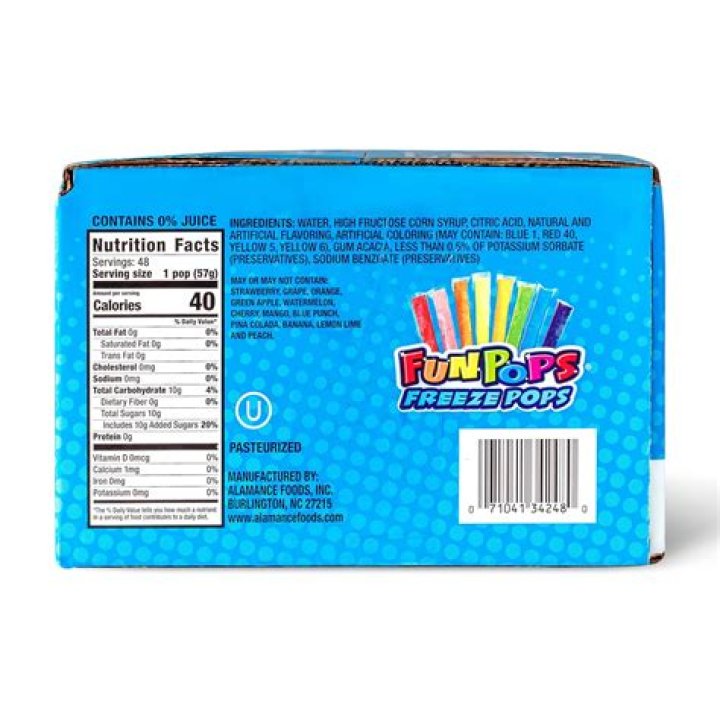 how many calories in a freeze pop