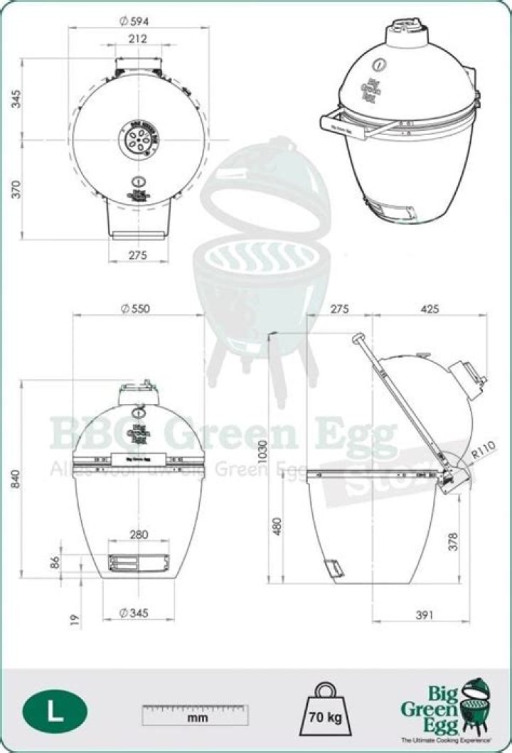 large big green egg base dimensions