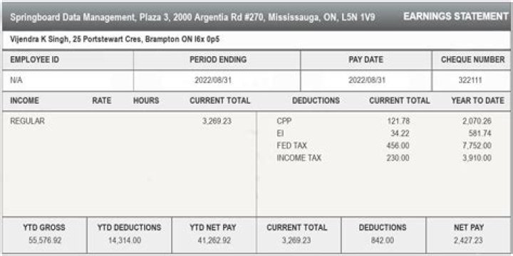 ontario pay stub requirements