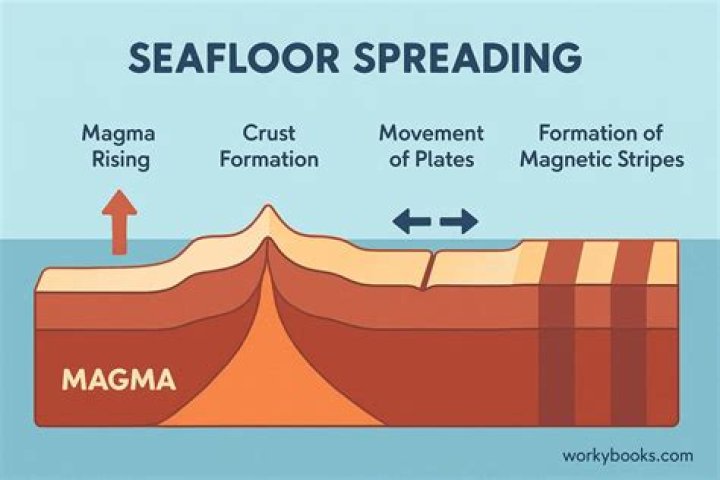 order the steps that lead to seafloor spreading.
