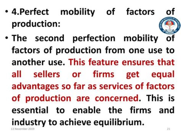 perfect mobility of factors of production