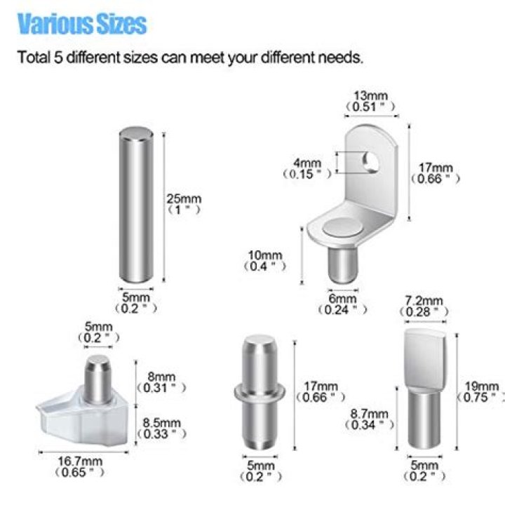 shelf pins sizes