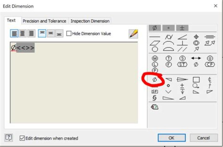 solidworks diameter symbol