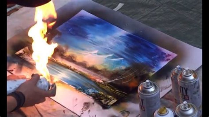 spray paint on canvas