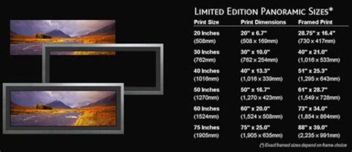 standard panoramic frame size