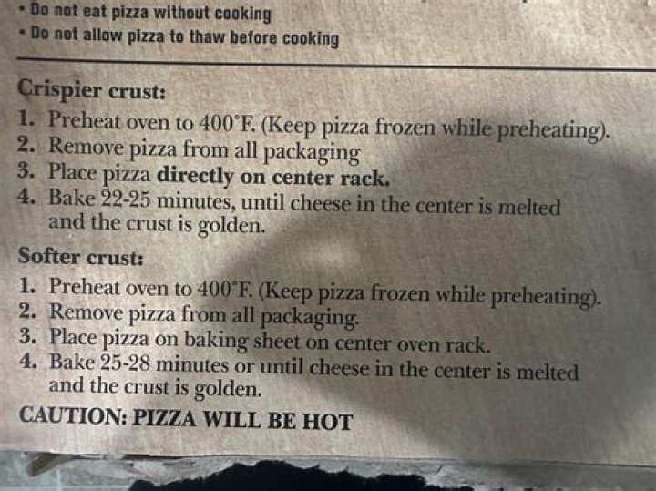 temp for frozen pizza