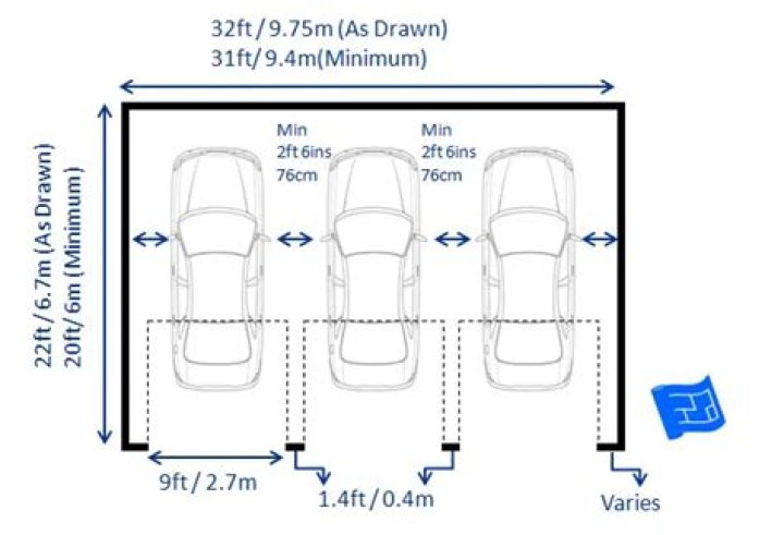 triple garage size