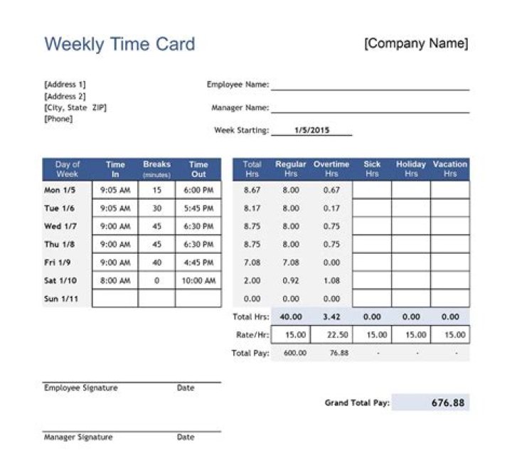 weekly time card definition