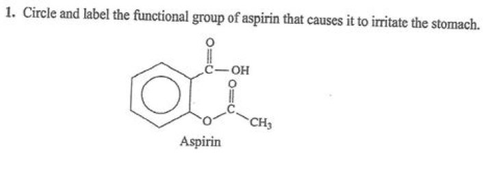 what functional group of aspirin causes it to irritate the stomach