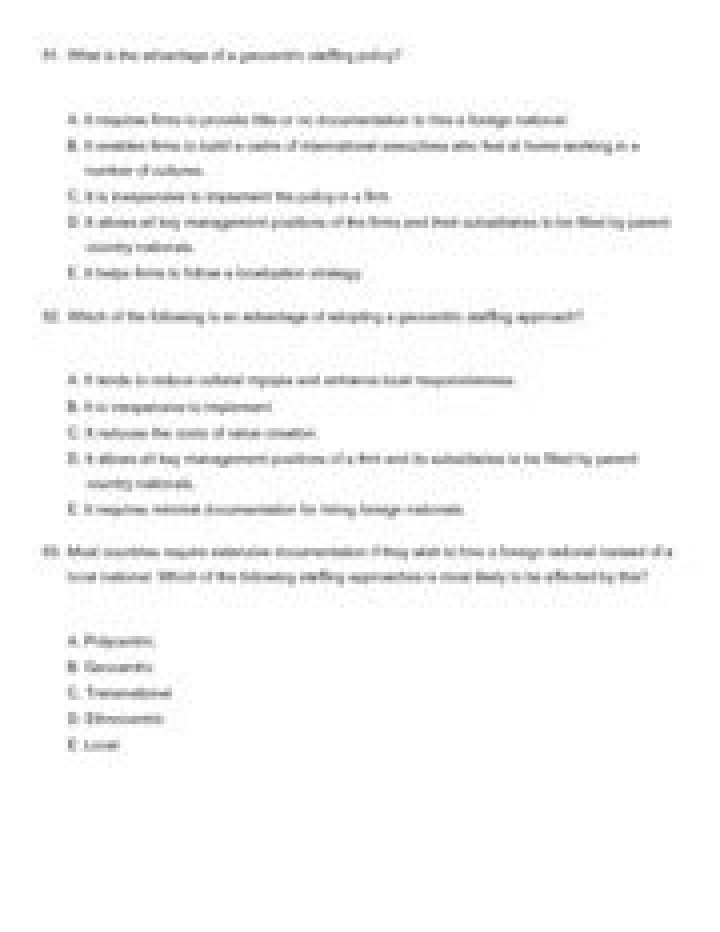 what is the advantage of a geocentric staffing policy?