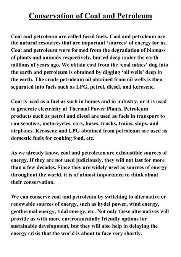 why should we conserve coal and petroleum